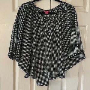 Flowy Black and White Polka Dot Blouse
